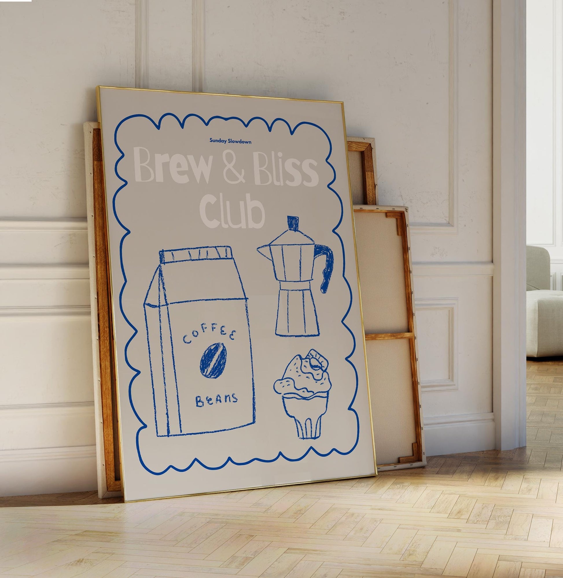Brew & Bliss Poster | Brew Bliss Poster | Espresso Print Café Decor | Gift for Coffee Lovers | Hand Drawn Retro Style