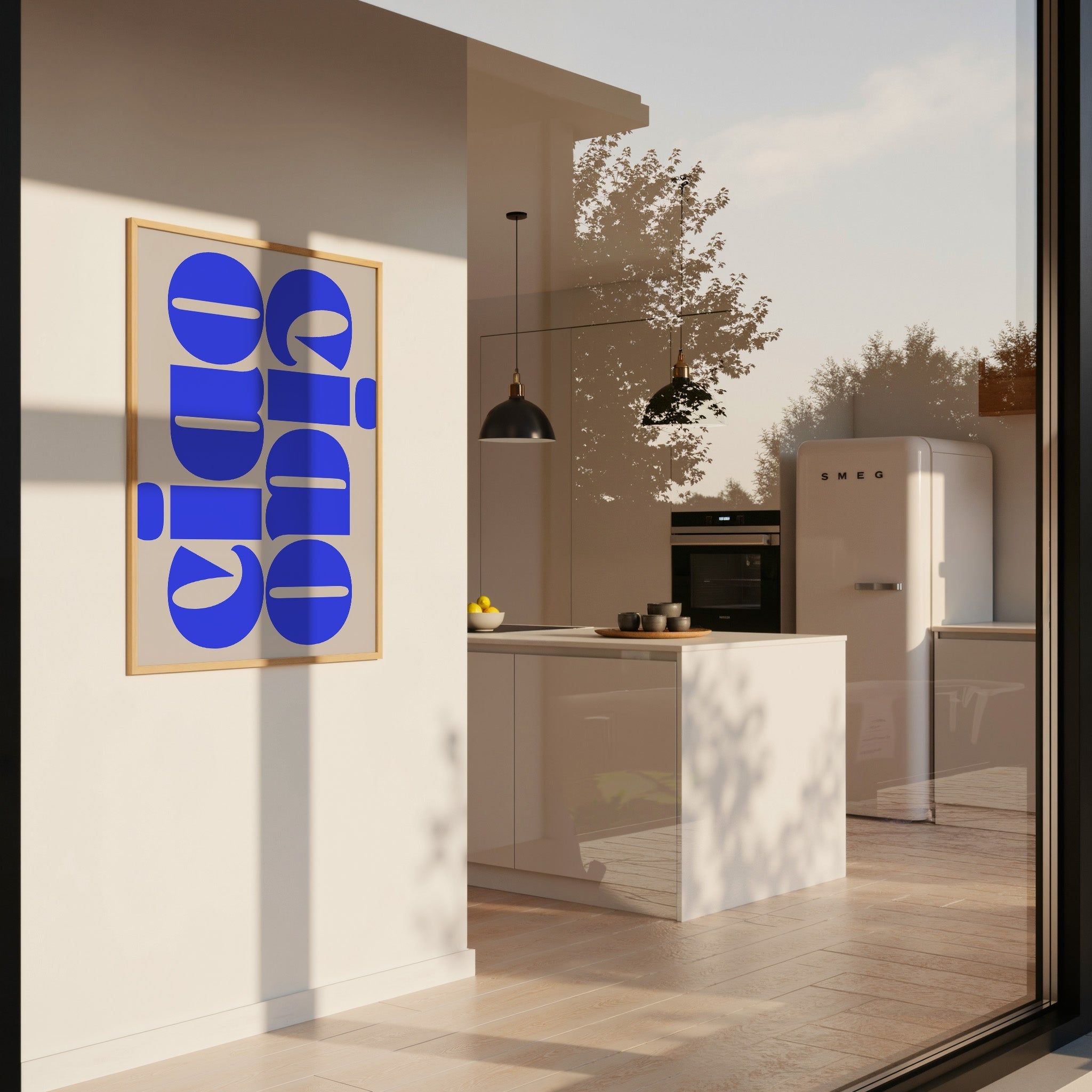 Farbwirkung Blau im Interior: Warum minimalistische Poster in Blau Räume verändern