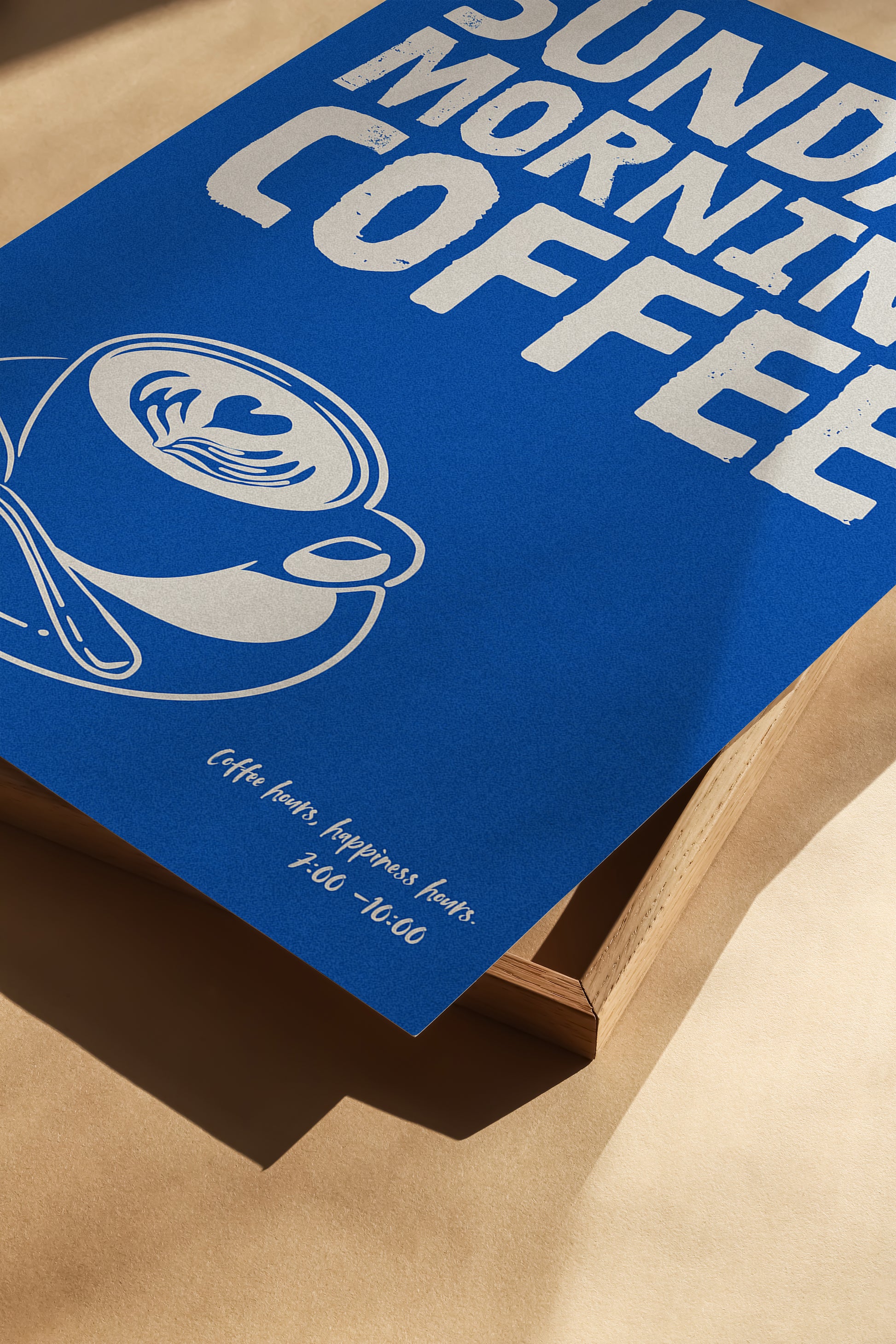 Blue Sunday Morning Coffee Poster | Minimalist Coffee Art Print | Modern Wall Decor | Gift for Coffee Lovers