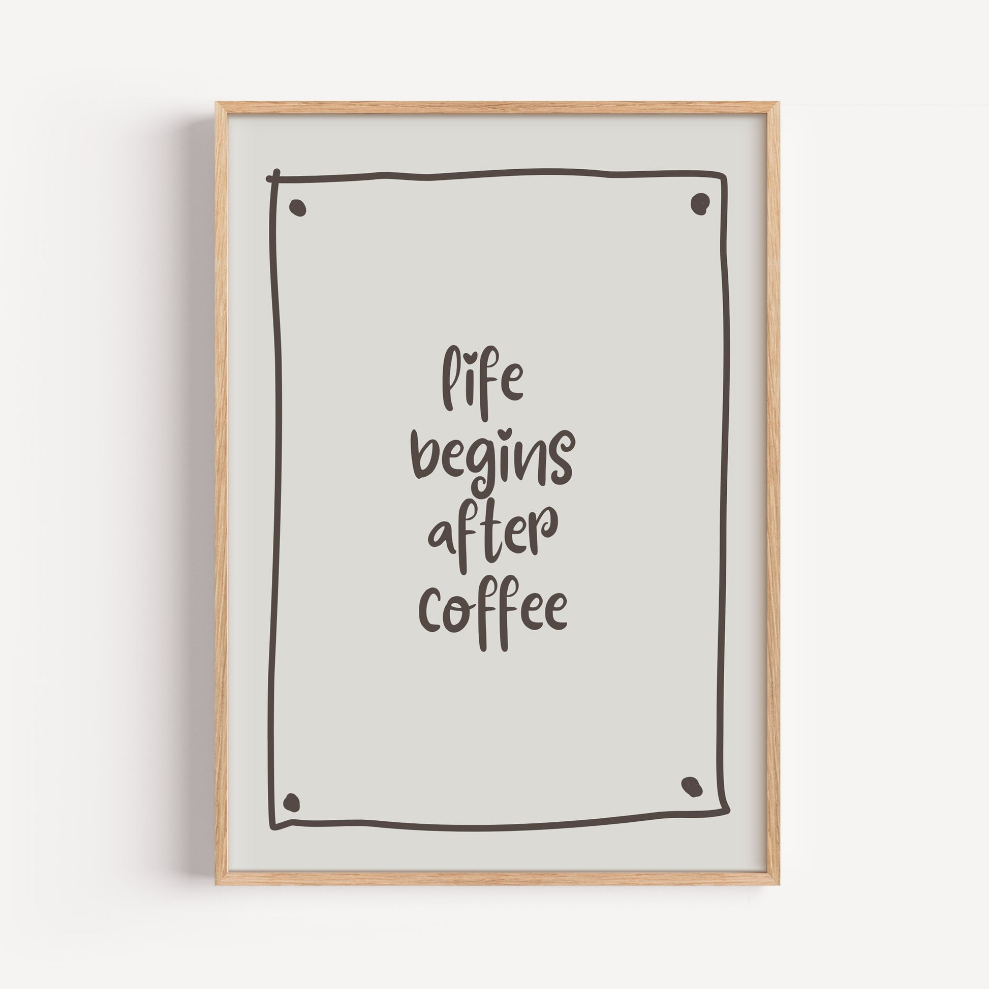 Coffee Poster | 'Life Begins After Coffee' Quote | Brown Typography | Coffee Lover Gift | Motivational Wall Art | Modern Decor | Download