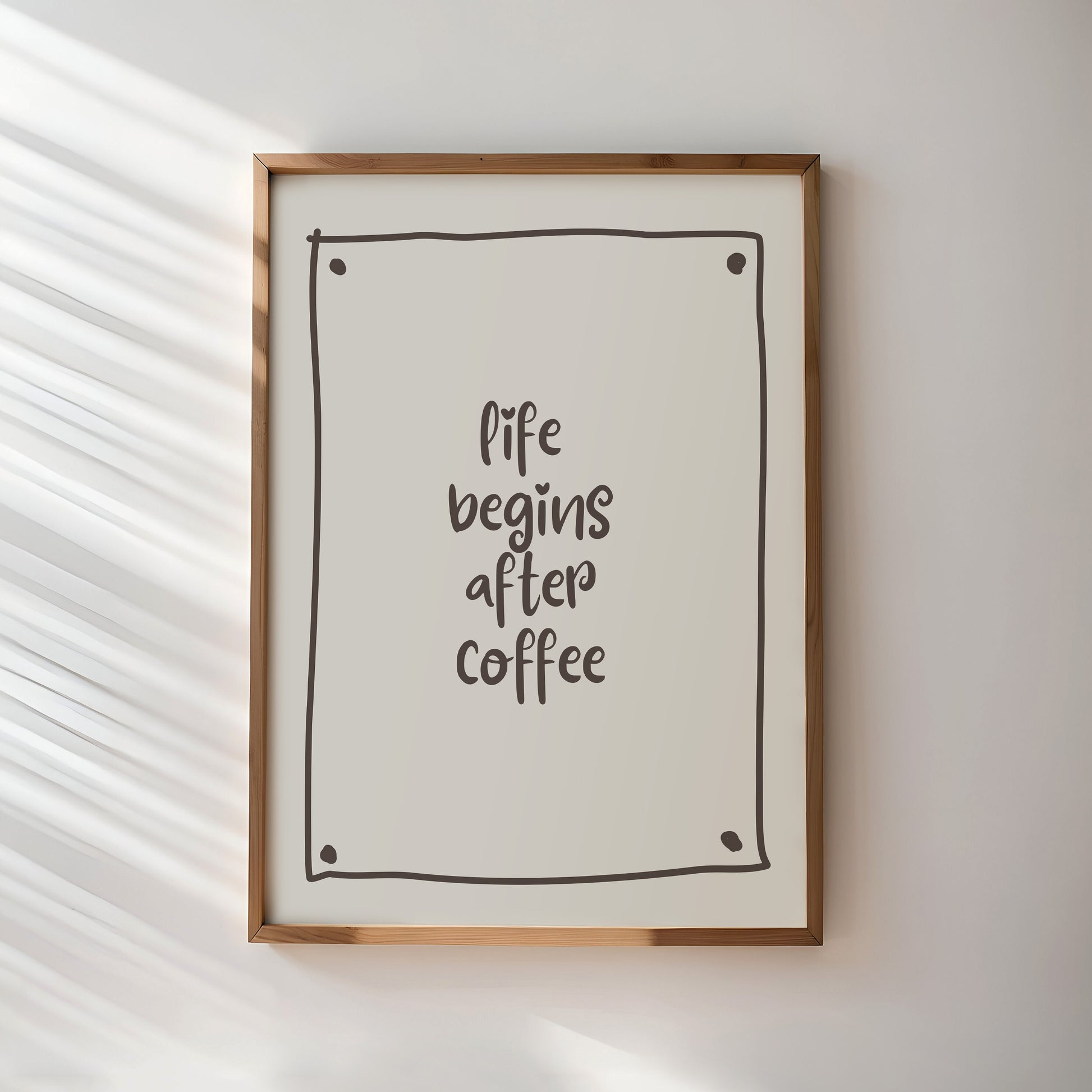 Coffee Poster | 'Life Begins After Coffee' Quote | Brown Typography | Coffee Lover Gift | Motivational Wall Art | Modern Decor | Download