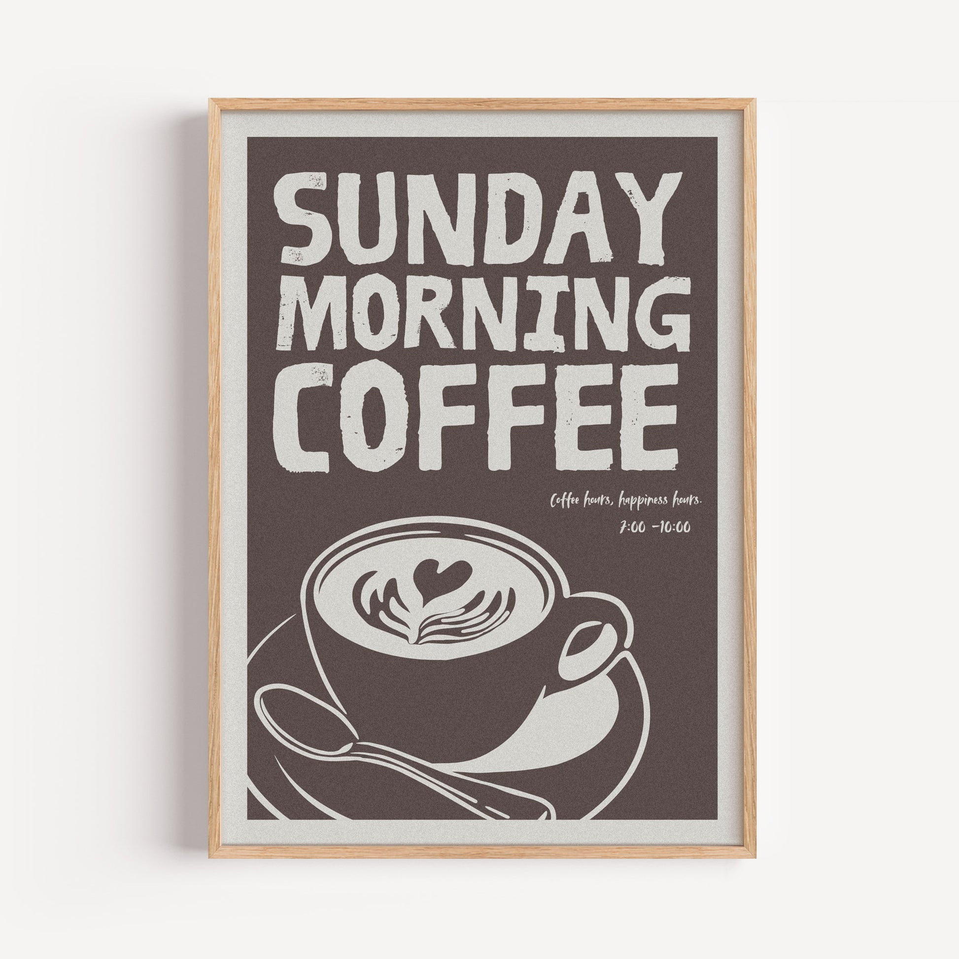 Sunday Morning Coffee Poster | Fine Grain Finish | Brown and Beige Tones | Coffee Lover Gift | Home Decor Wall Art