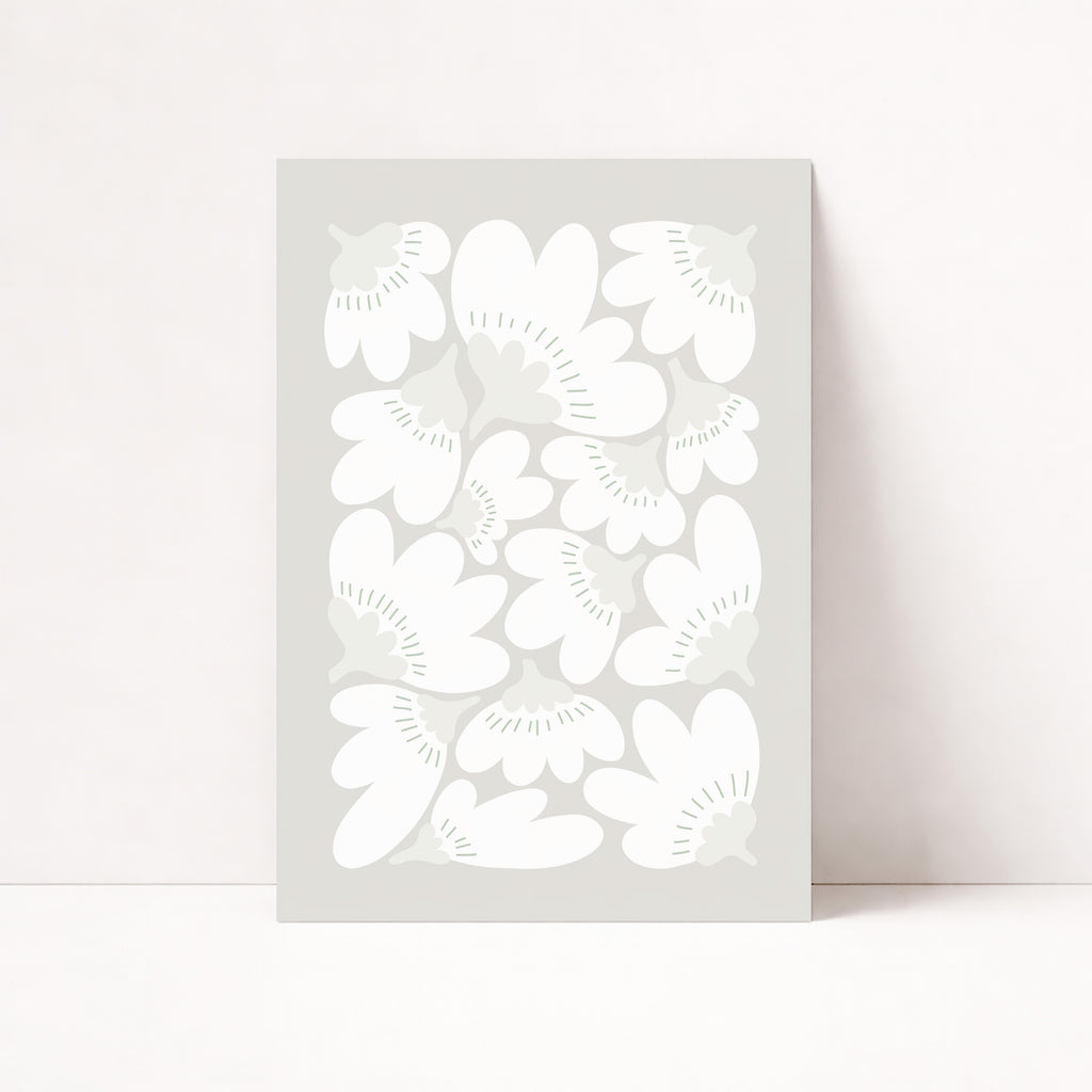 Minimalistisches Blumen Poster in soften Naturtönen im skandinavischen Stil, moderne Wanddeko für Wohnzimmer oder Schlafzimmer