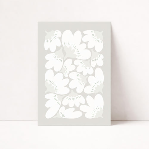 Minimalistisches Blumen Poster in soften Naturtönen im skandinavischen Stil, moderne Wanddeko für Wohnzimmer oder Schlafzimmer