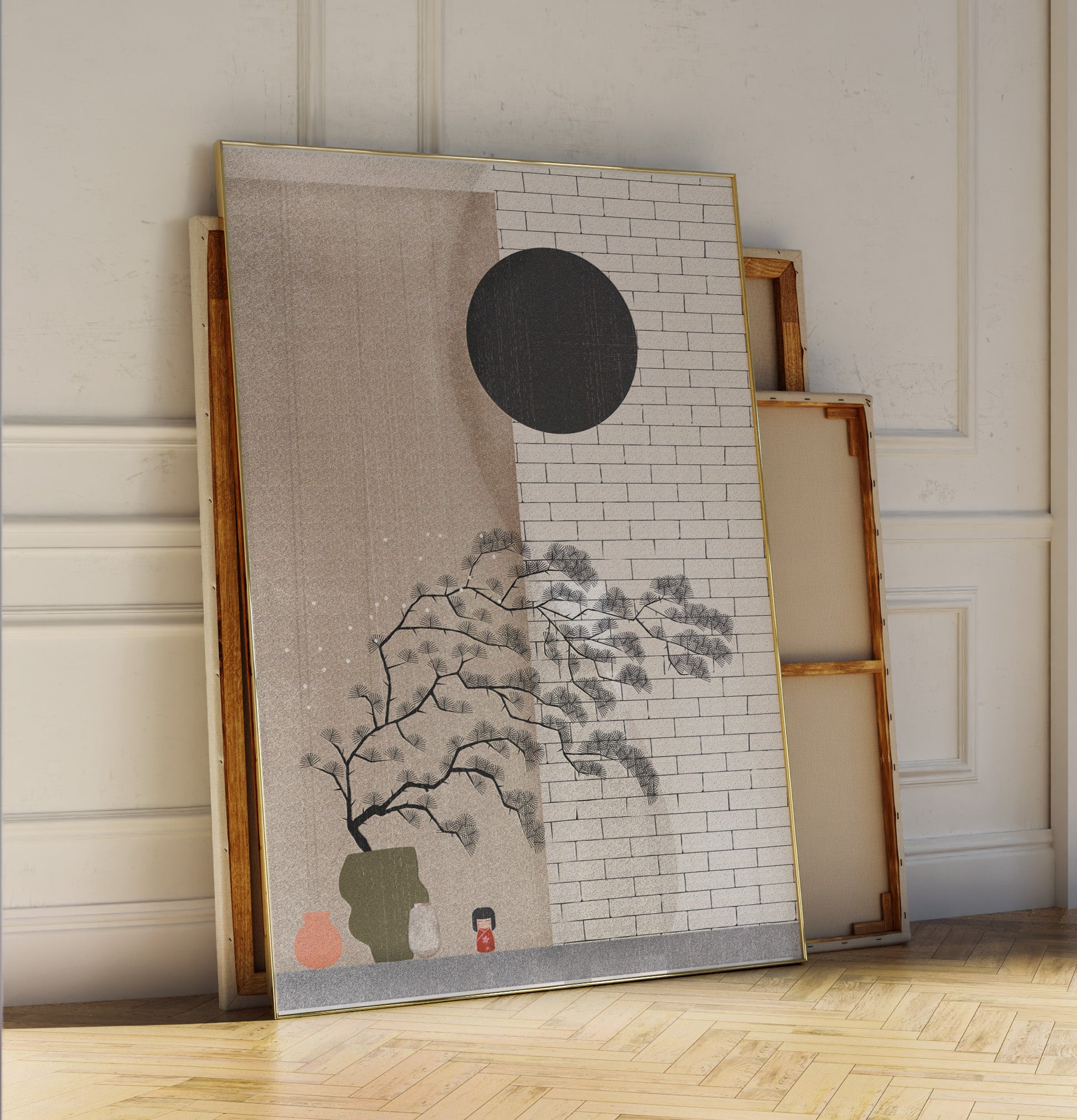 Japandi Poster | Minimal Wall Art | Geisha & Nature Decor | Scandinavian Japanese Style | Calm Print for Modern Interiors