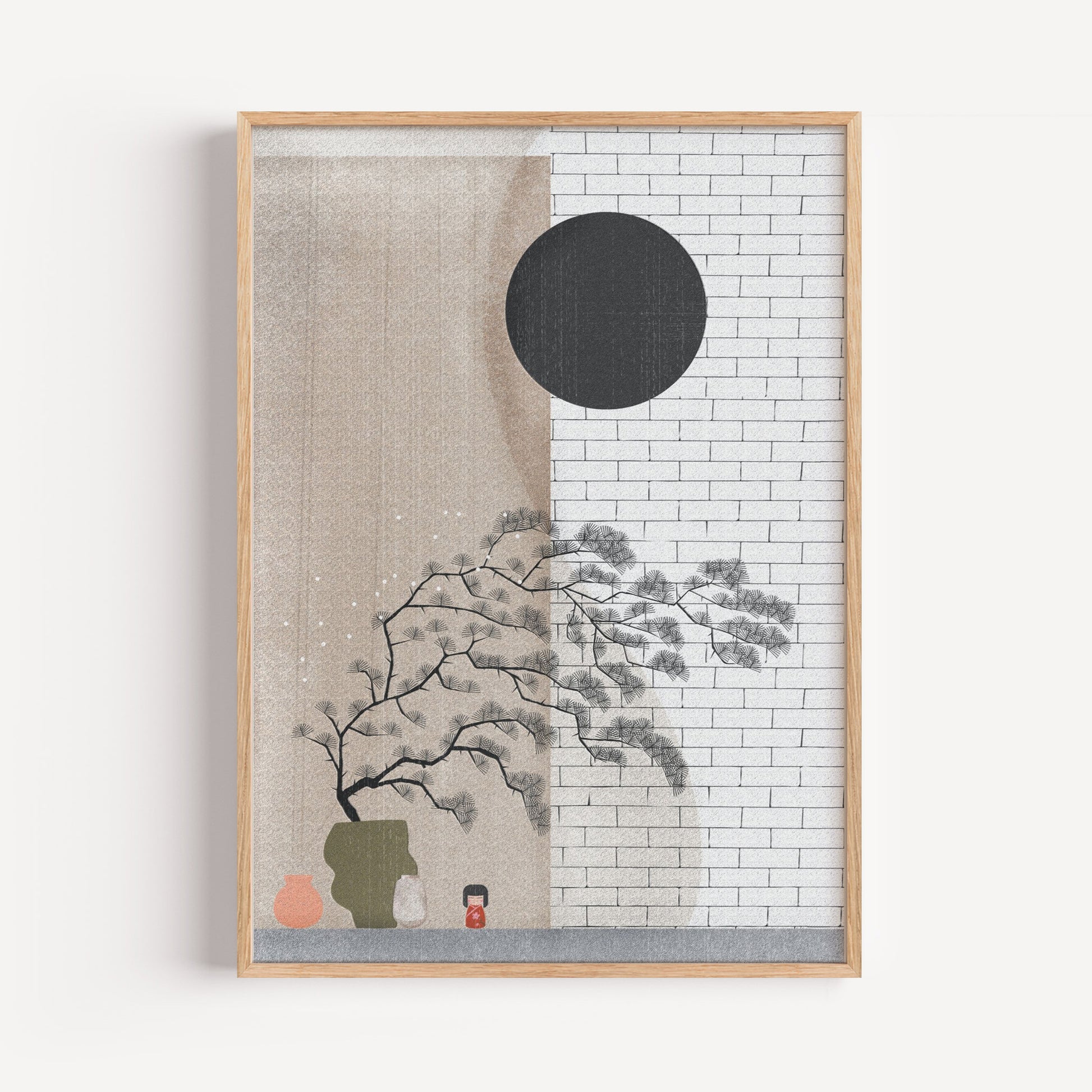Japandi Poster | Minimal Wall Art | Geisha & Nature Decor | Scandinavian Japanese Style | Calm Print for Modern Interiors