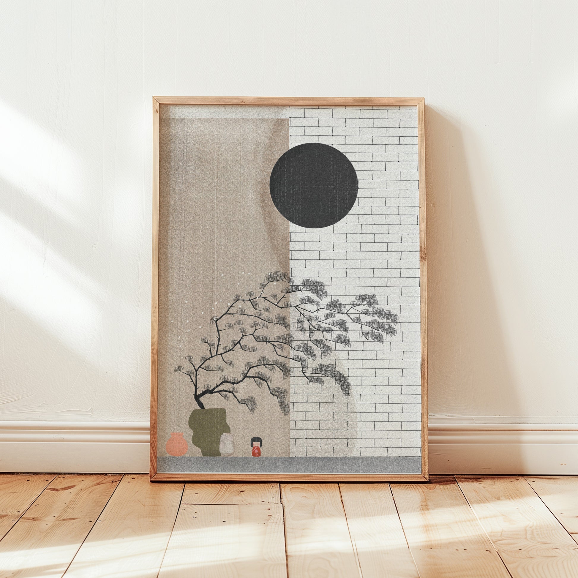 Japandi Poster | Minimal Wall Art | Geisha & Nature Decor | Scandinavian Japanese Style | Calm Print for Modern Interiors