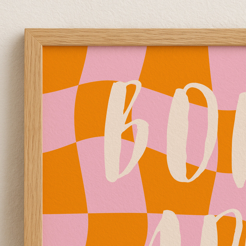 Bon Appétit Poster | Stylish Pink & White Checkered Typography Print to Add a Warm Touch to Your Living Room | digitaler Download