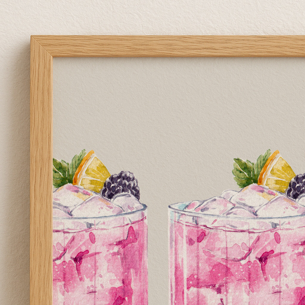 Bramble Cocktail Poster | Watercolor Cocktail Print | Bar Wall Decor | Bramble Recipe Print | Mixology Art | Kitchen Wall Art
