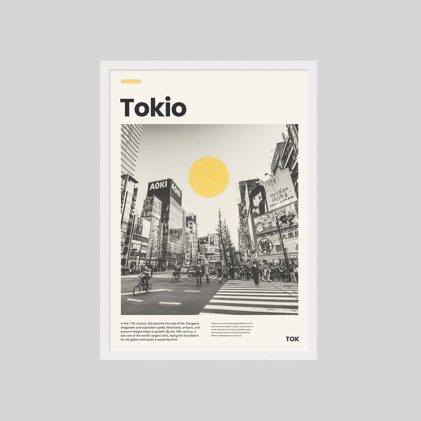 Modernes Tokio Poster mit urbaner Schwarz-Weiß-Fotografie und japanischem Stadtmotiv

Stilvolles Tokyo Wandbild im Editorial Design für Wohnzimmer und Büro