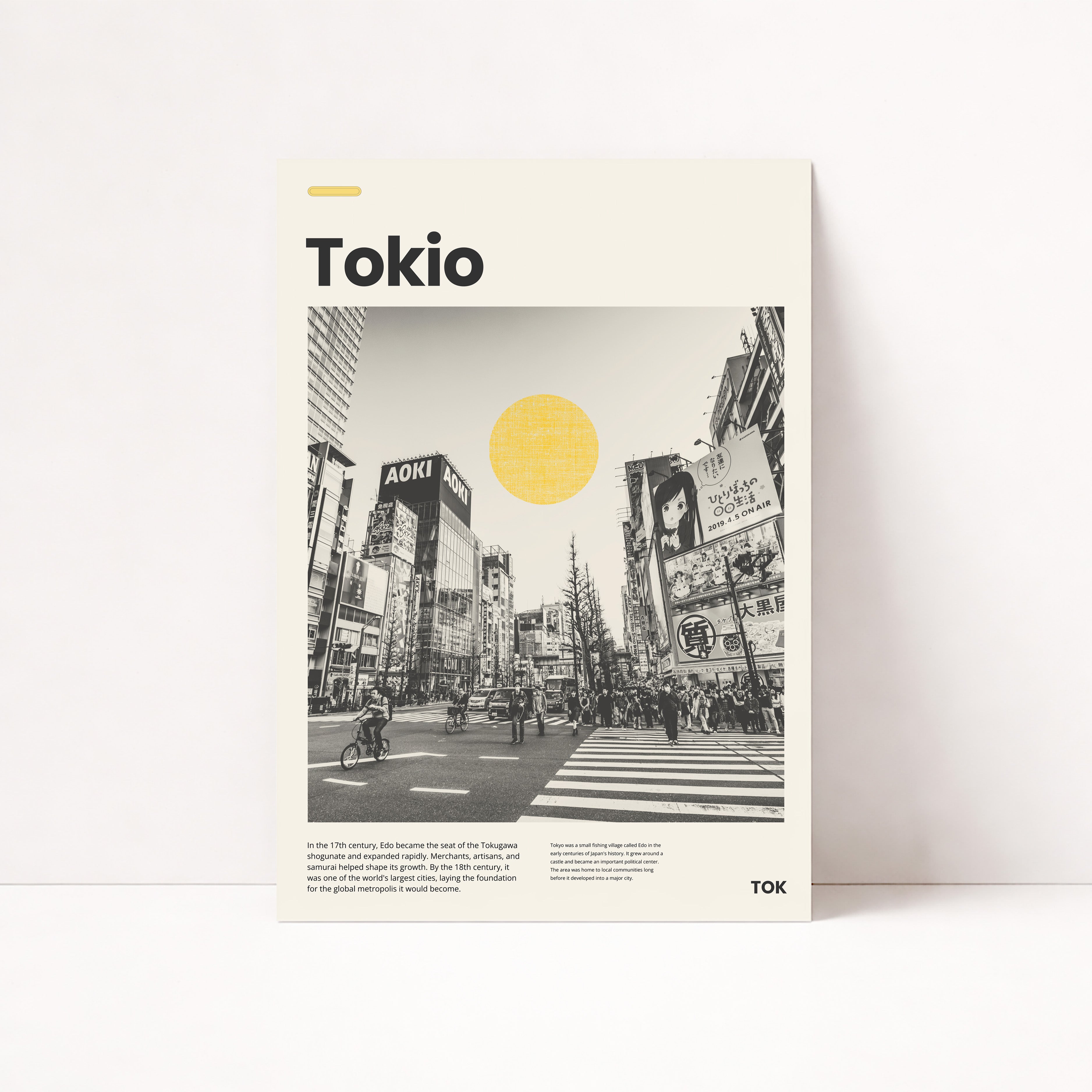 Modernes Tokio Poster mit urbaner Schwarz-Weiß-Fotografie und japanischem Stadtmotiv

Stilvolles Tokyo Wandbild im Editorial Design für Wohnzimmer und Büro