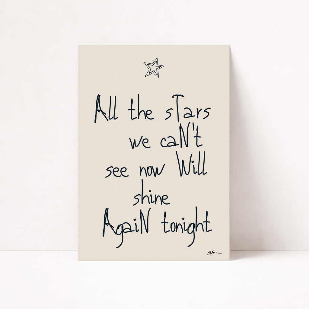 Inspirierendes All The Stars Poster mit handgeschriebener Typografie und Sternsymbol
