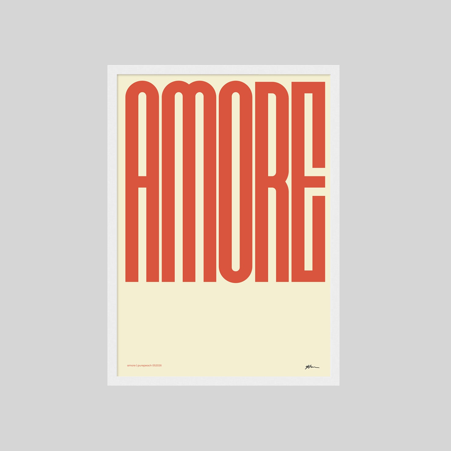 Modernes Amore Poster mit auffälliger Typografie im Retro Stil für Wohnzimmer und Schlafzimmer

Typografie Wandbild mit dem Schriftzug Amore in warmen Rot- und Cremetönen

Minimalistisches Amore Poster als moderne Wanddeko mit italienischem Flair

Retro Typografie Poster mit großem Amore Schriftzug für stilvolle Wohnräume

Elegantes Statement Poster mit Amore Typografie im modernen Interior Design