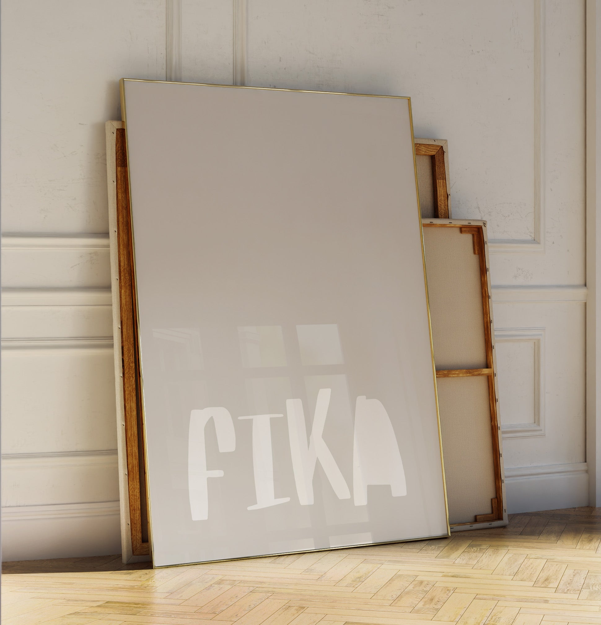 Poster "FIKA" – Bold typography on a beige background. A creative piece for minimalist spaces with humor and style.
