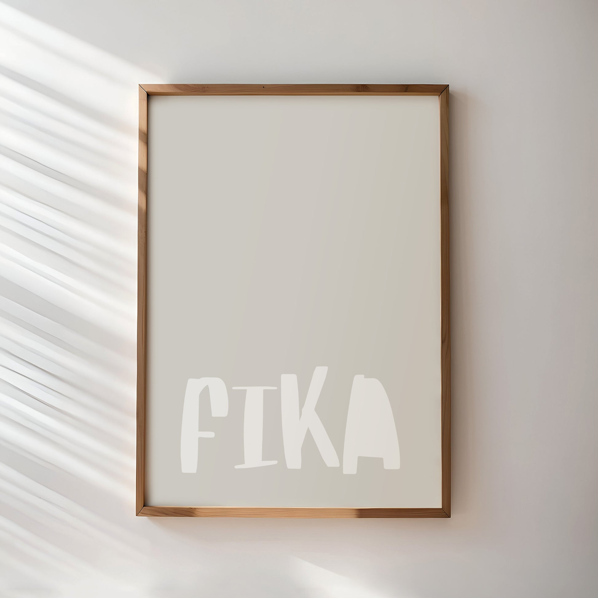 Poster "FIKA" – Bold typography on a beige background. A creative piece for minimalist spaces with humor and style.