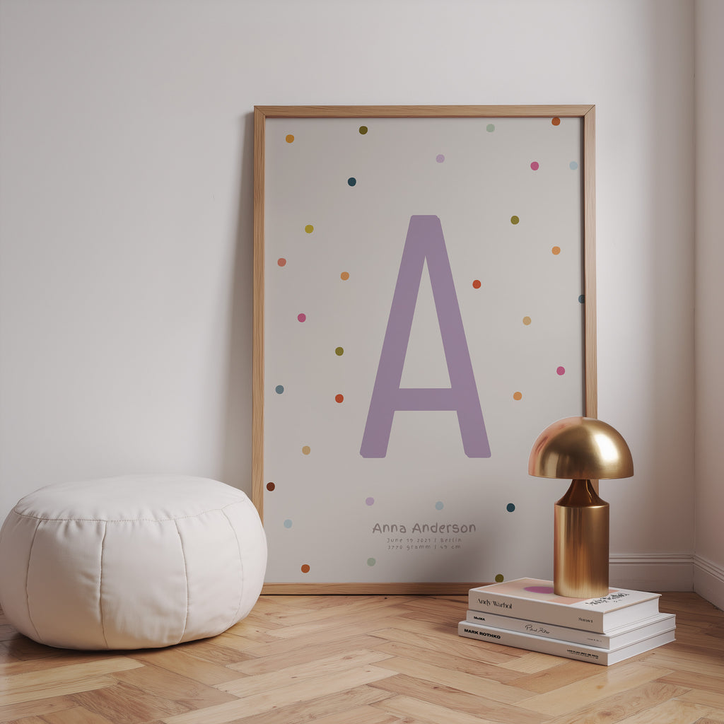 PERSONALISIERTES BUCHSTABEN POSTER FÜR MÄDCHEN
