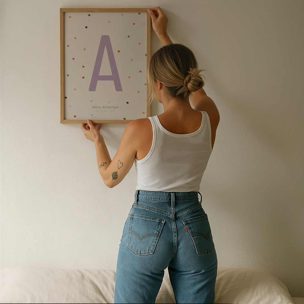 PERSONALISIERTES BUCHSTABEN POSTER FÜR MÄDCHEN