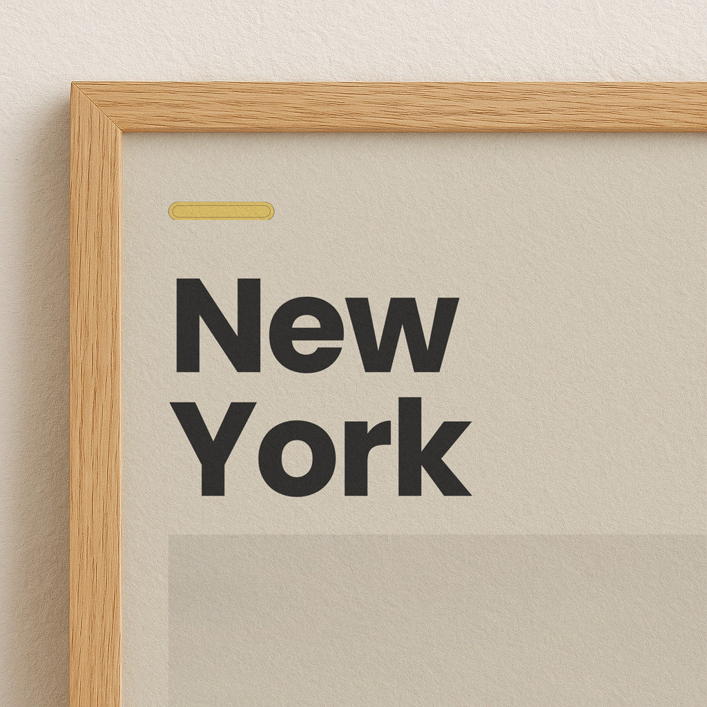 Minimalistisches New York Poster mit Cityscape und grafischem Sunset