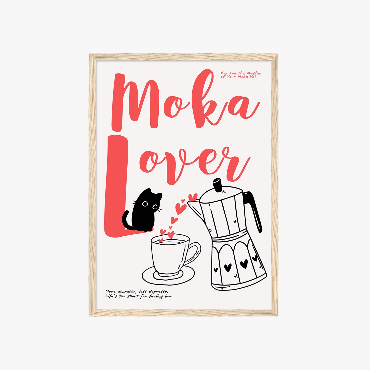 Retro Kaffee Poster mit Espressokanne und Herzdetails – dekorativer Kunstdruck für Küchenwand

Minimalistisches Coffee Poster mit Moka Pot Illustration – stilvolle Wanddeko für Barista Küche