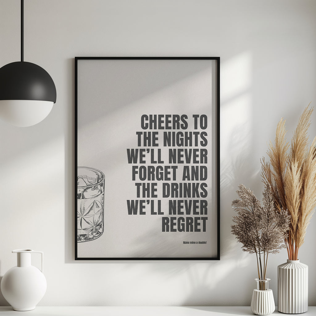 Spruch Poster mit Cocktail Motiv als Wandbild für Küche oder Home Bar