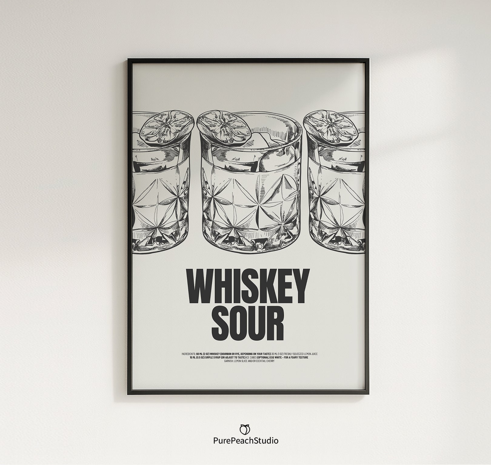 Whiskey Sour Poster – Retro Wandbild & Moderne Kunst für Küche, Wohnzimmer & Bar
