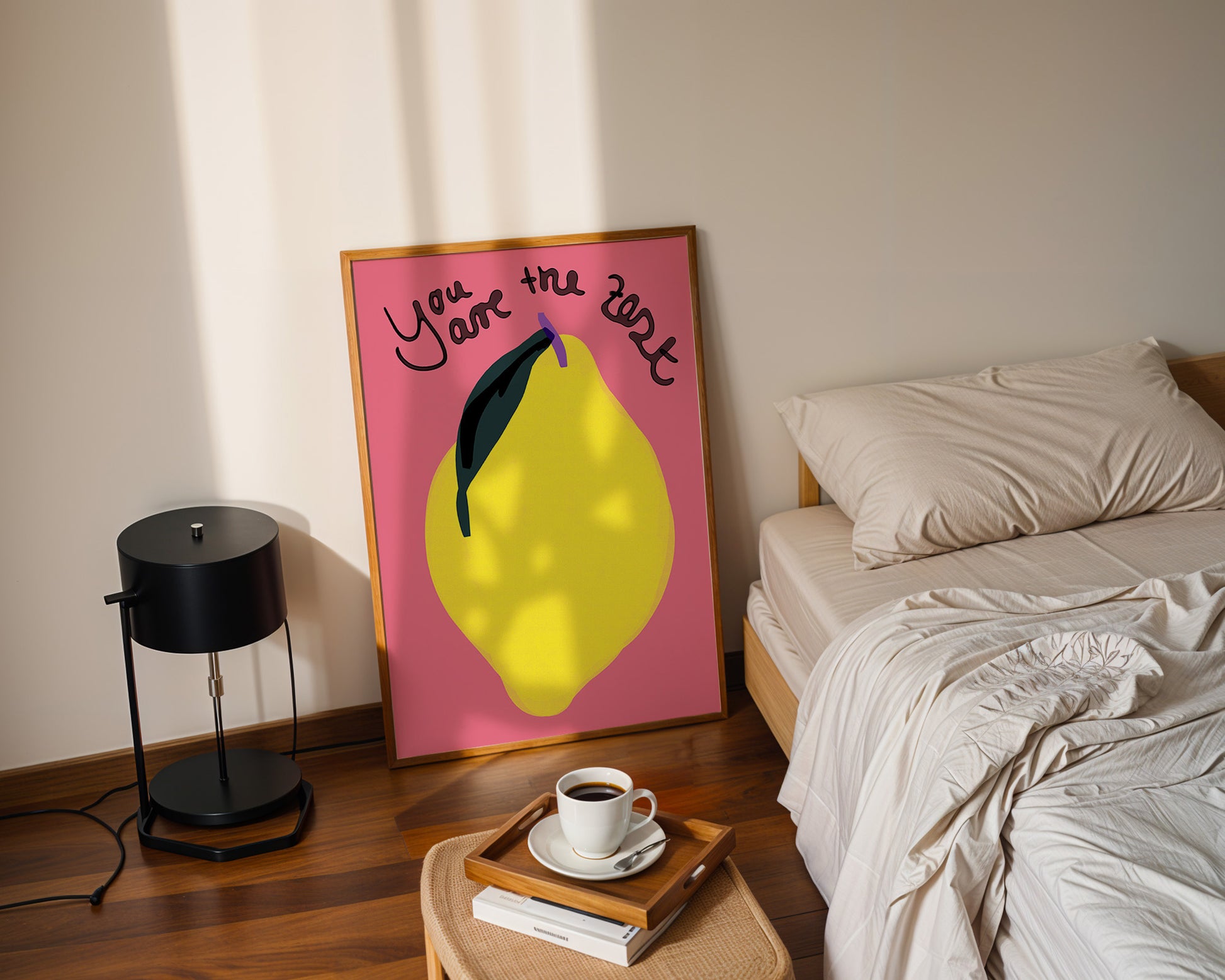 Zitronen Kunst Print | You Are the Zest Poster | Küchen Wanddeko, Wortspiel Deko | Geschenk für Freunde, Foodies | Fröhlich, Farbenfroh