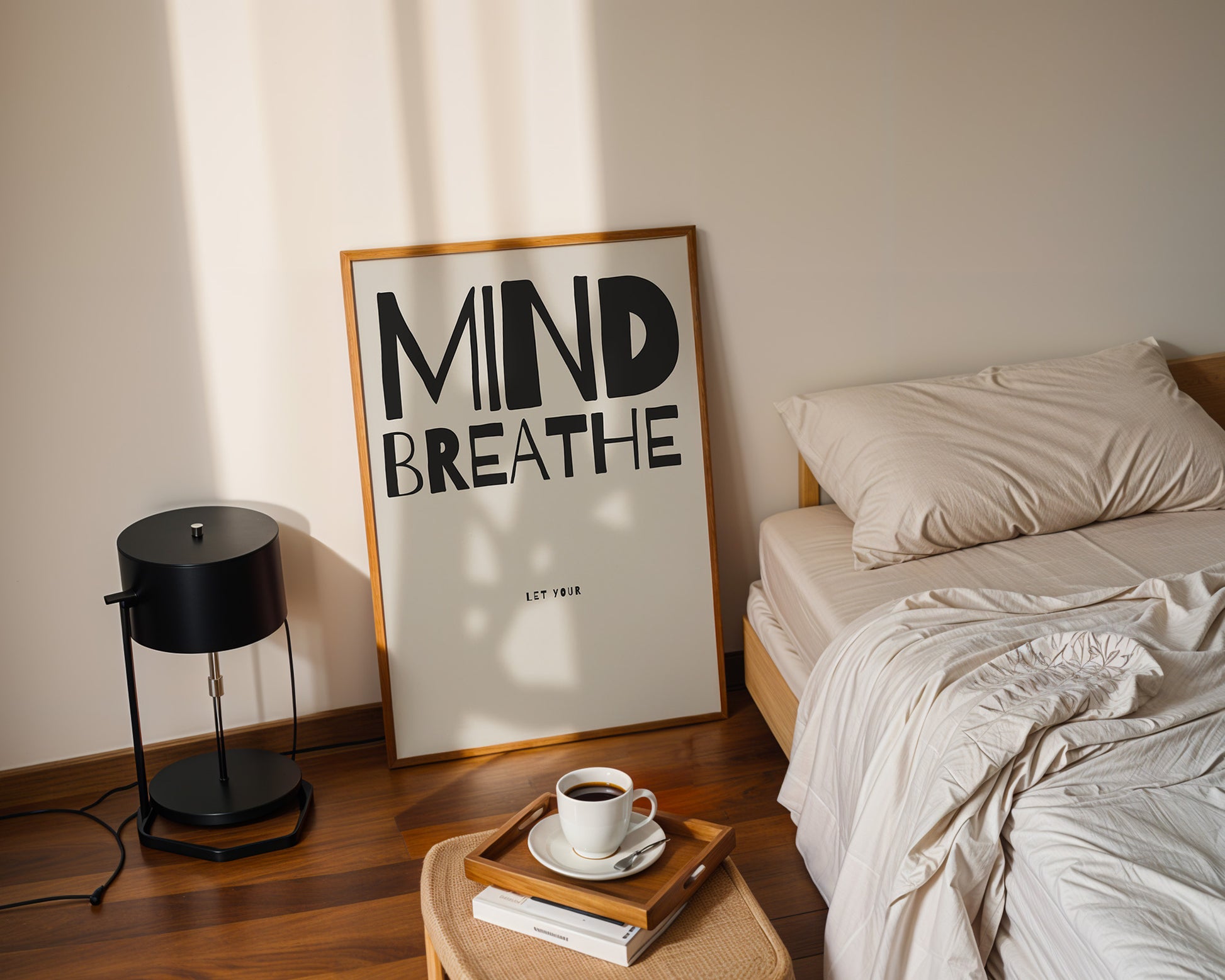 Motivational Poster | Minimalist Wall Art | Mind Breathe Print | Mindfulness Decor | Stress Relief Art