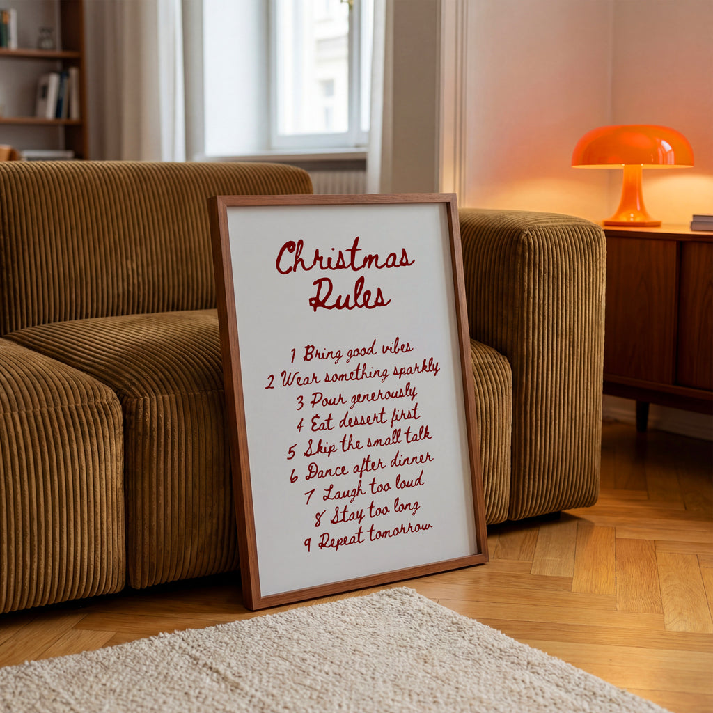 CHRISTMAS RULES POSTER – TYPOGRAFIE WANDBILD & MODERNE KUNST