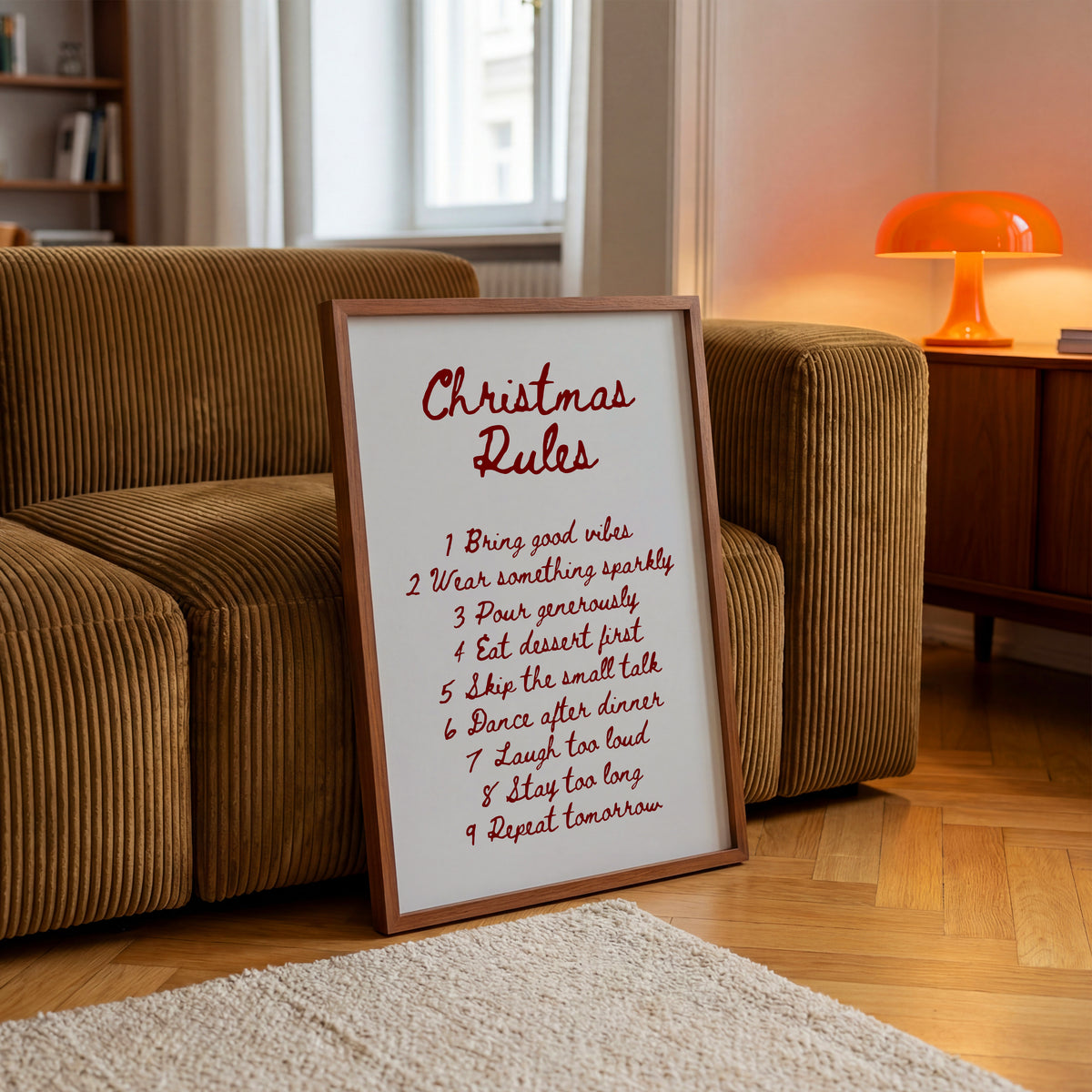 CHRISTMAS RULES POSTER – TYPOGRAFIE WANDBILD & MODERNE KUNST