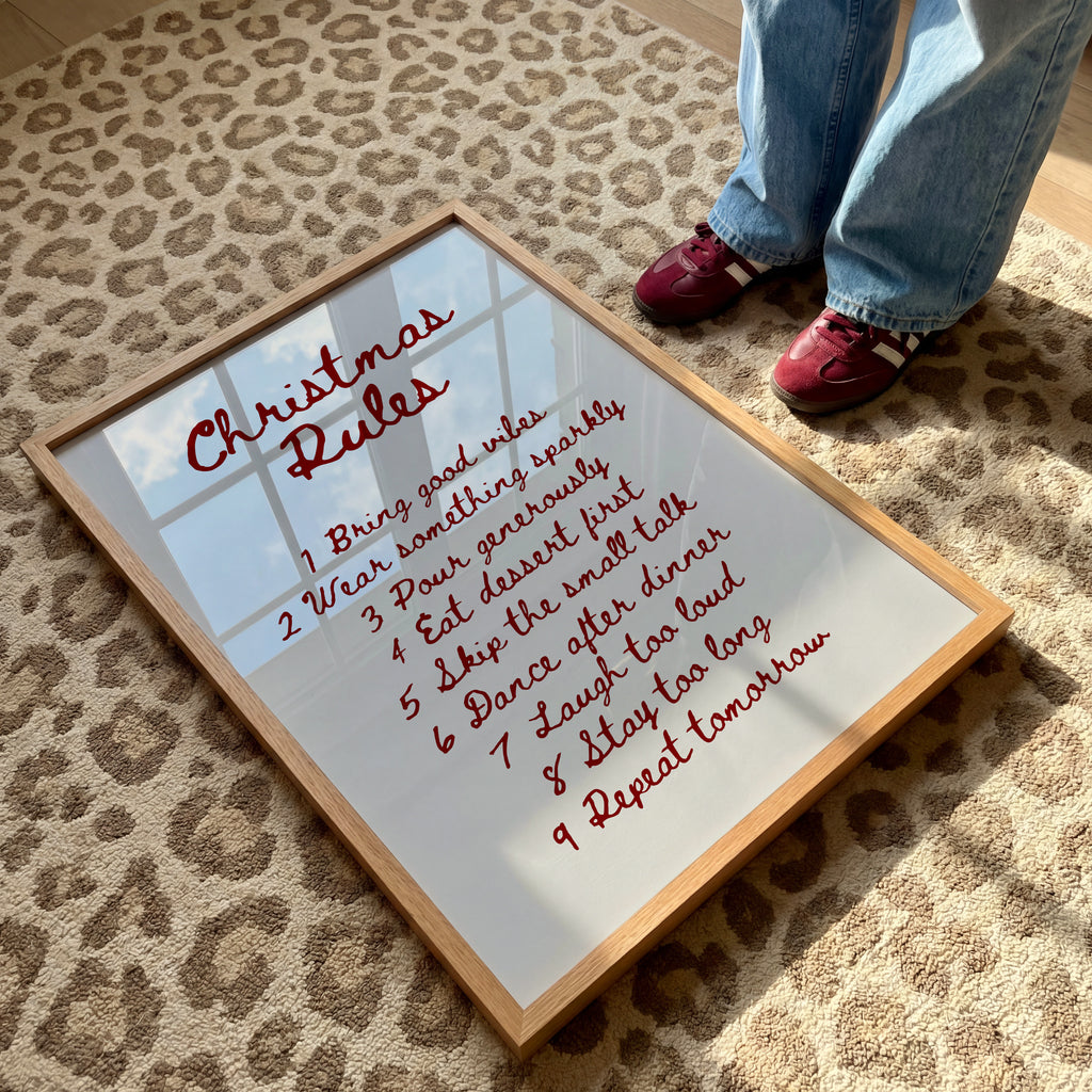 CHRISTMAS RULES POSTER – TYPOGRAFIE WANDBILD & MODERNE KUNST