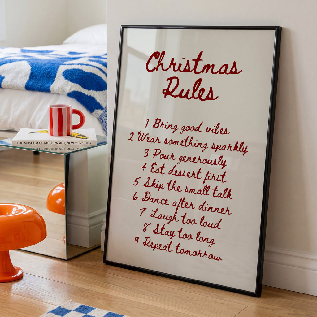 CHRISTMAS RULES POSTER – TYPOGRAFIE WANDBILD & MODERNE KUNST