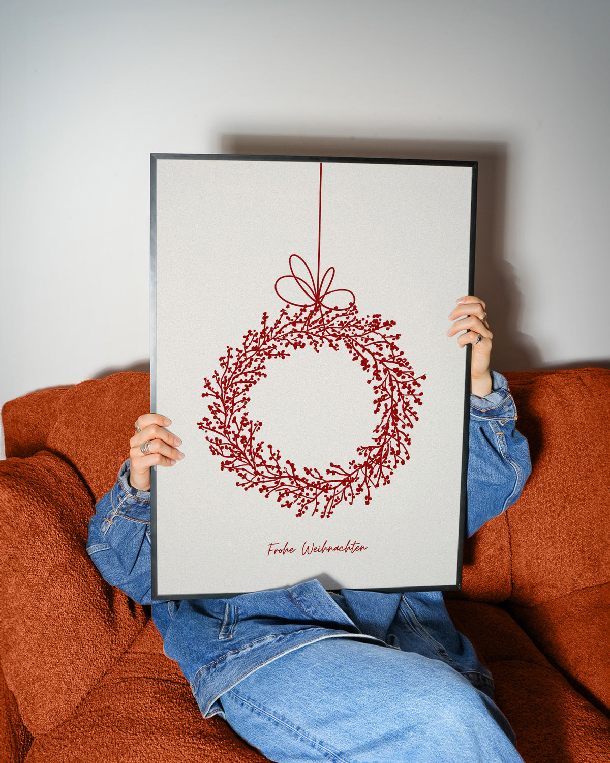 FROHE WEIHNACHTEN KRANZ POSTER – FESTLICHES WANDBILD & MODERNE KUNST