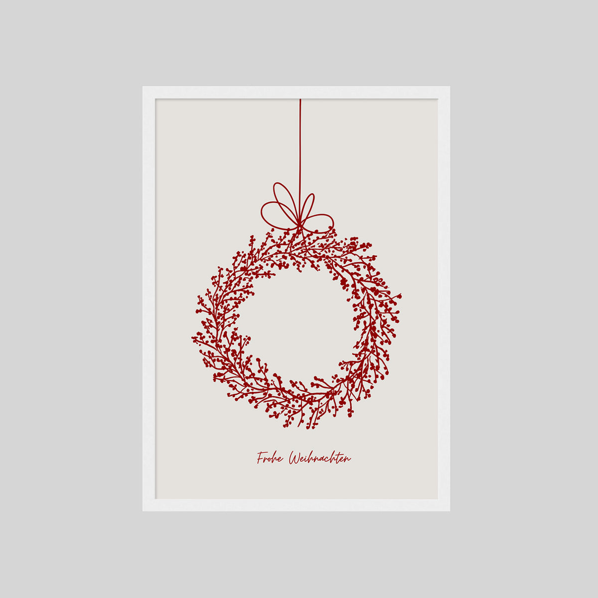 FROHE WEIHNACHTEN KRANZ POSTER – FESTLICHES WANDBILD & MODERNE KUNST