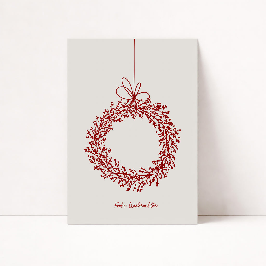FROHE WEIHNACHTEN KRANZ POSTER – FESTLICHES WANDBILD & MODERNE KUNST