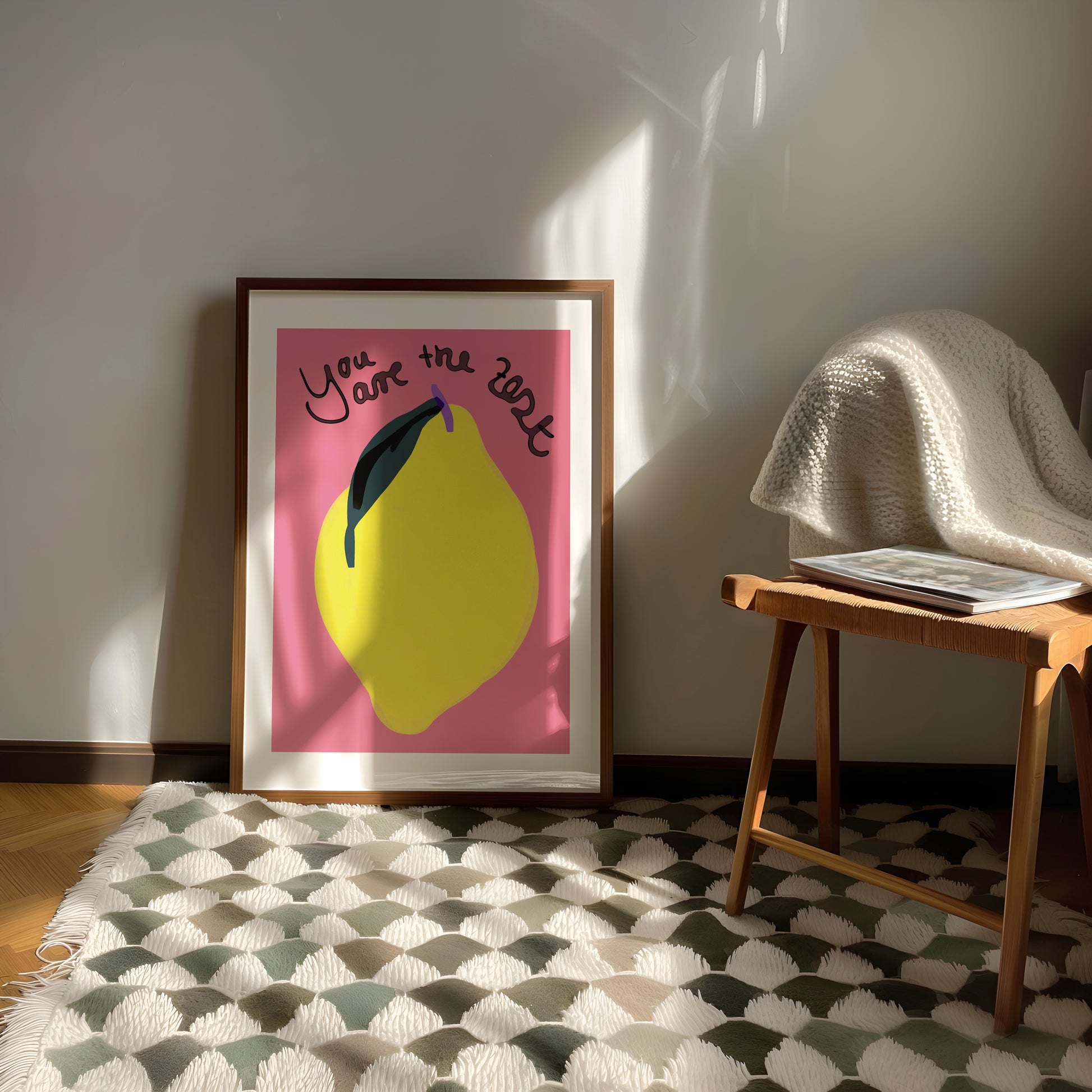 Zitronen Kunst Print | You Are the Zest Poster | Küchen Wanddeko, Wortspiel Deko | Geschenk für Freunde, Foodies | Fröhlich, Farbenfroh