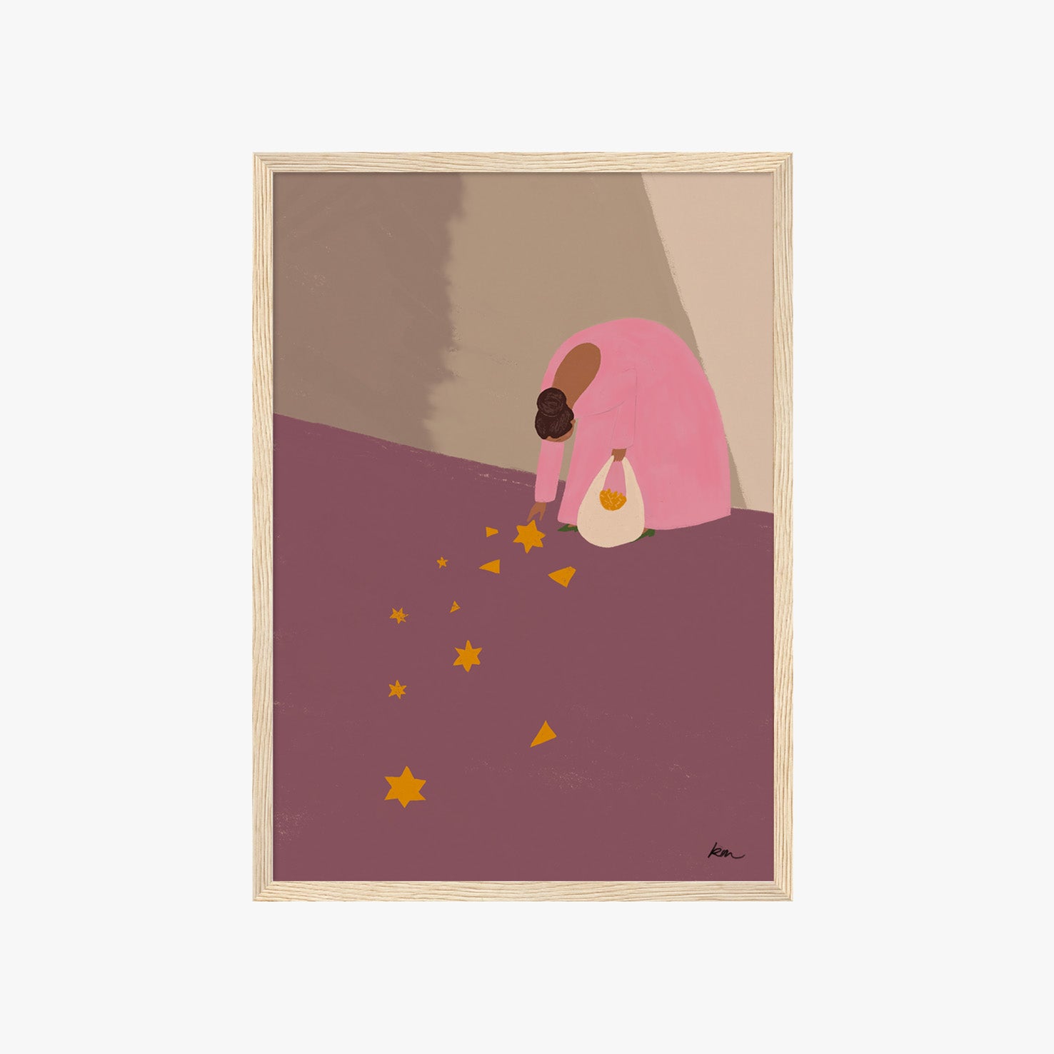 Künstlerisches Collecting Stars Poster mit sanften Farben für stilvolle Wohnräume