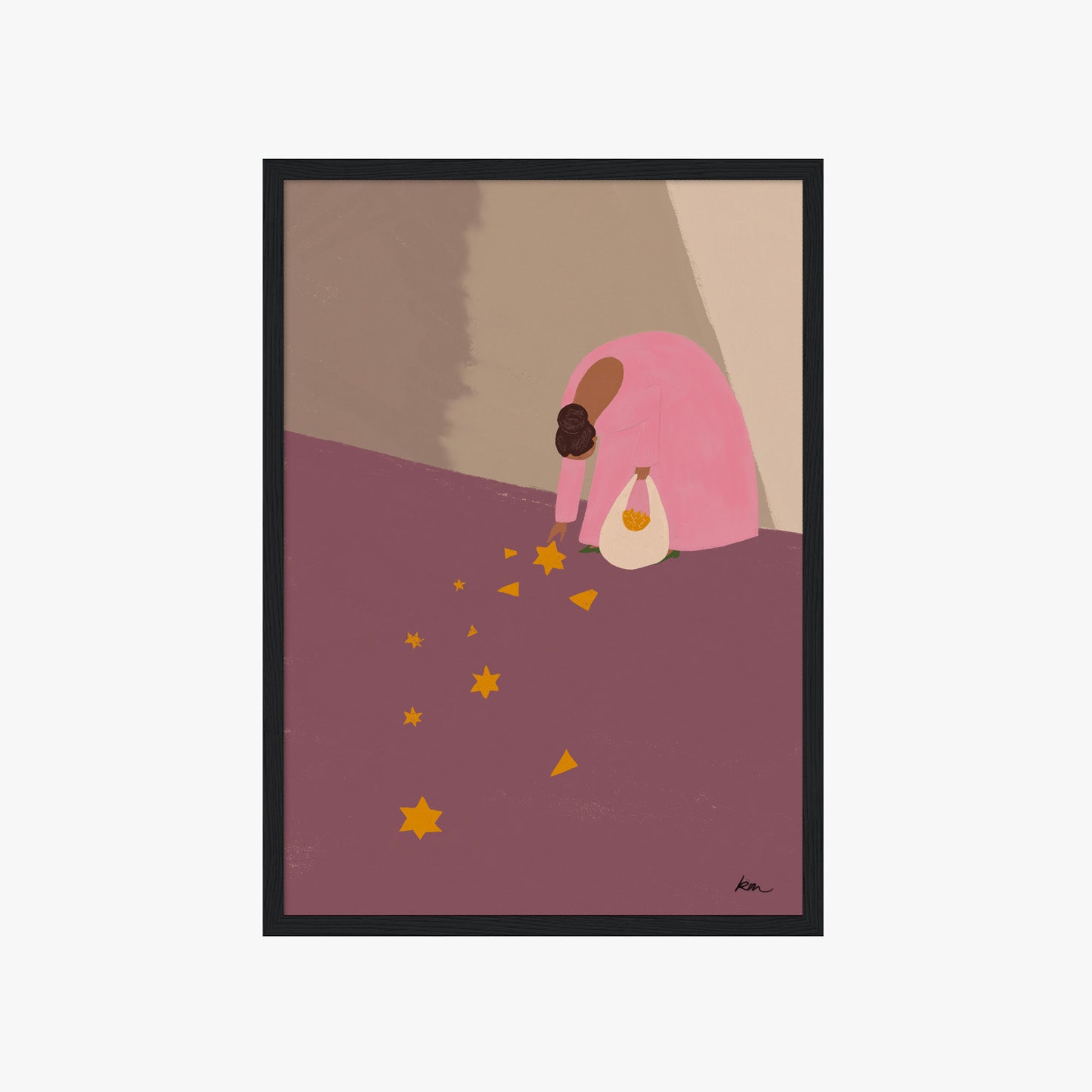 Künstlerisches Collecting Stars Poster mit sanften Farben für stilvolle Wohnräume