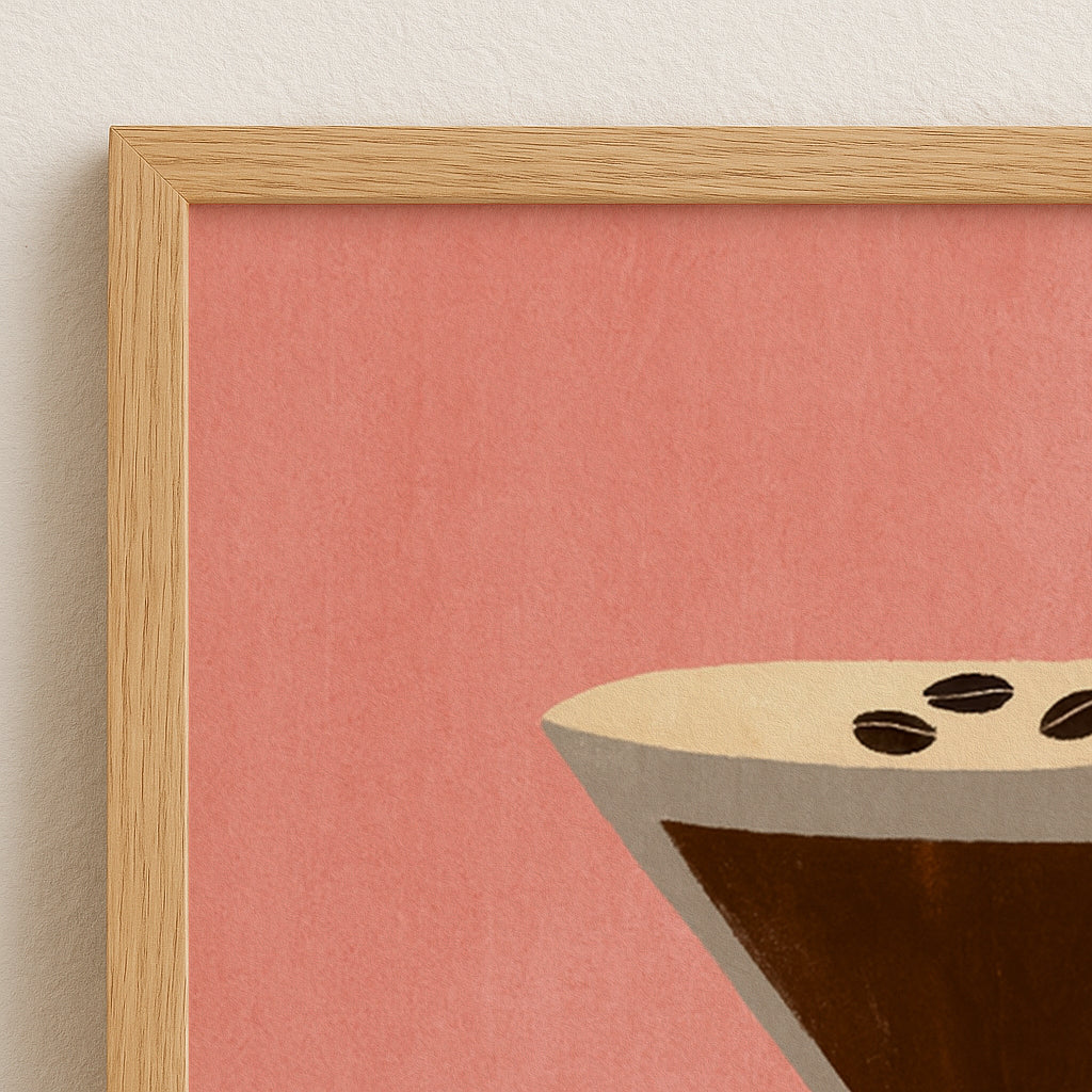 Minimal Art Poster mit Espresso Martini Cocktail für Home Bar oder Café