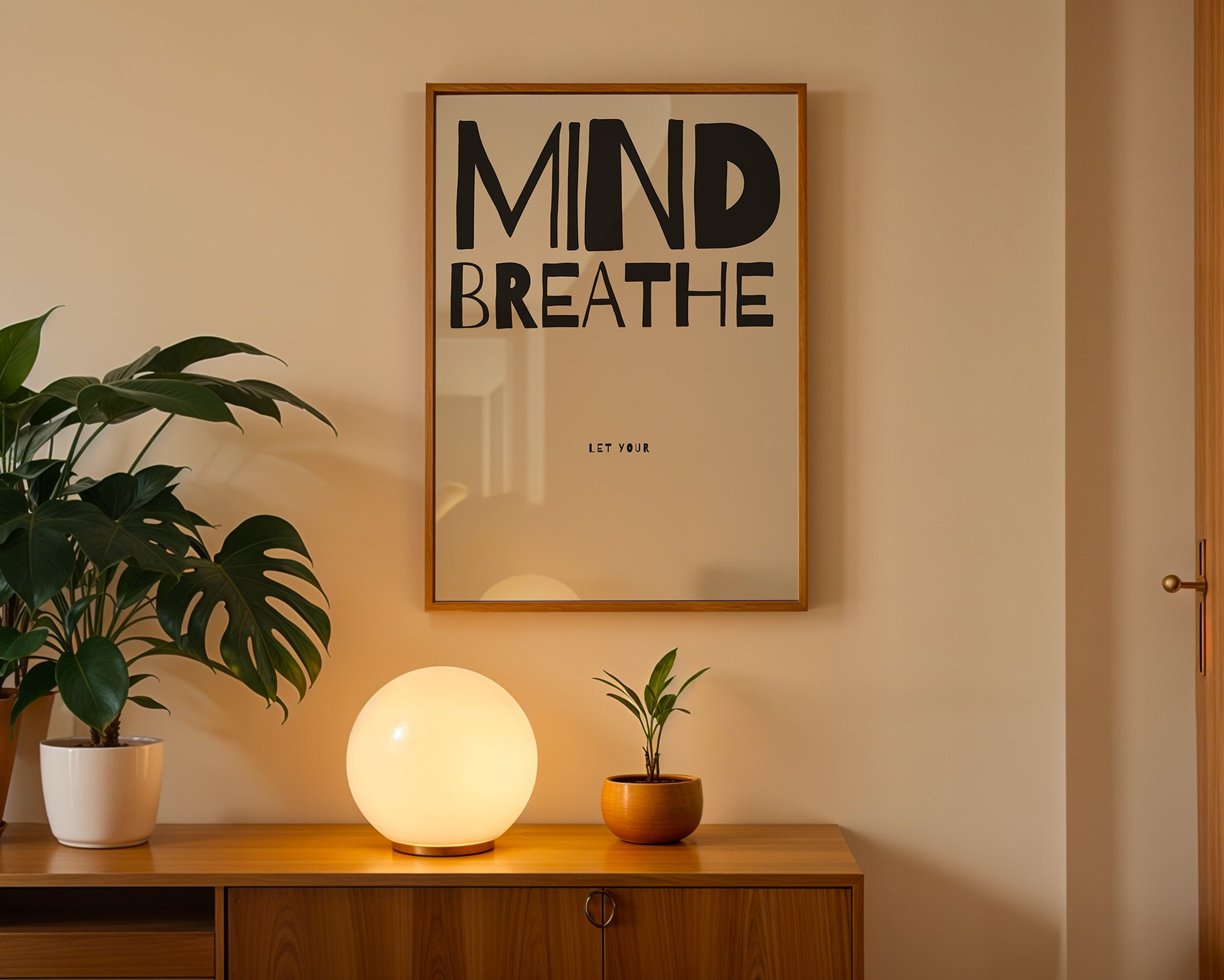 Motivational Poster | Minimalist Wall Art | Mind Breathe Print | Mindfulness Decor | Stress Relief Art