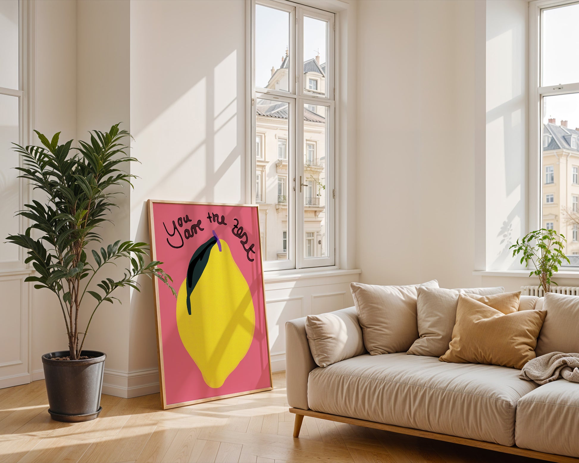 Zitronen Kunst Print | You Are the Zest Poster | Küchen Wanddeko, Wortspiel Deko | Geschenk für Freunde, Foodies | Fröhlich, Farbenfroh