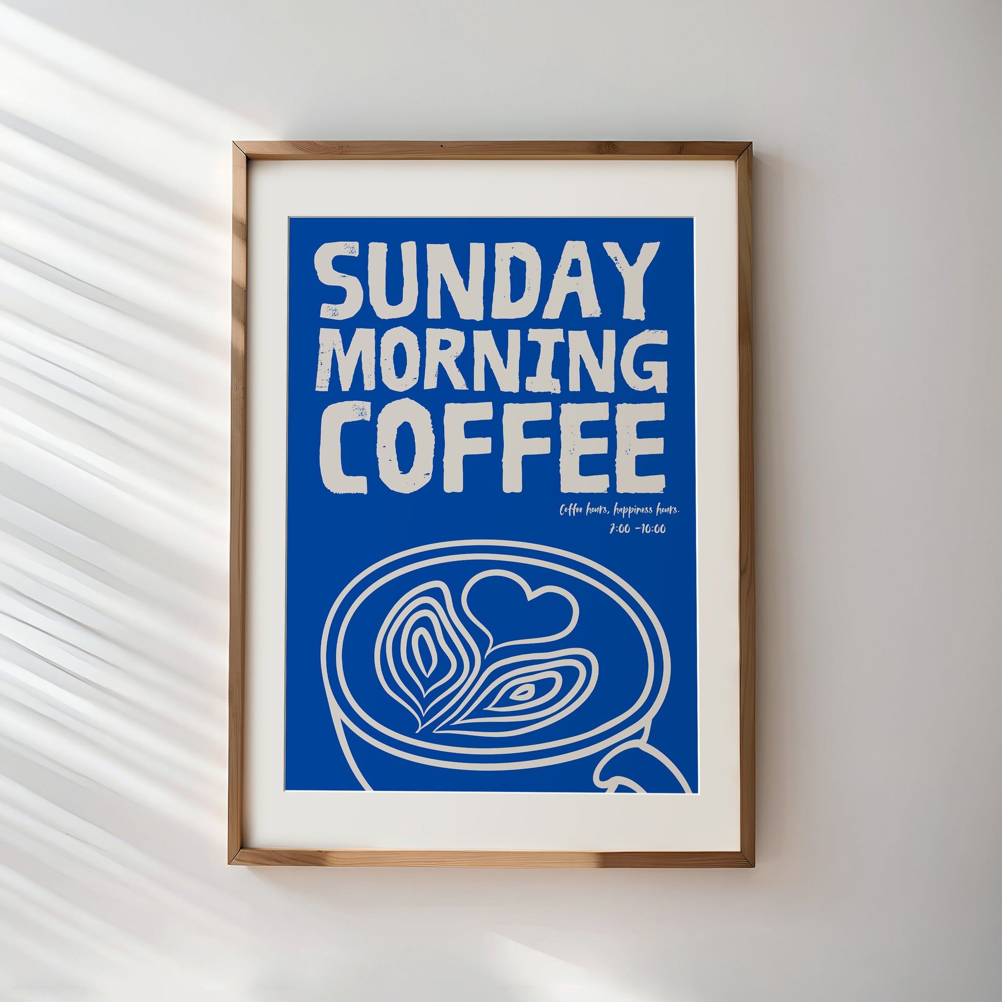 Blue Sunday Morning Coffee Poster | Minimalist Coffee Art Print | Modern Wall Decor | Gift for Coffee Lovers