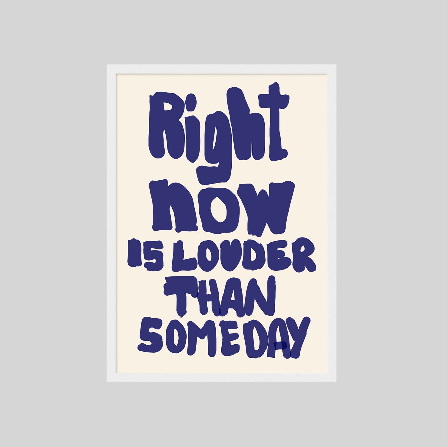 Modernes Typography Wandbild in Blau und Beige für stilvolle Wohnräume