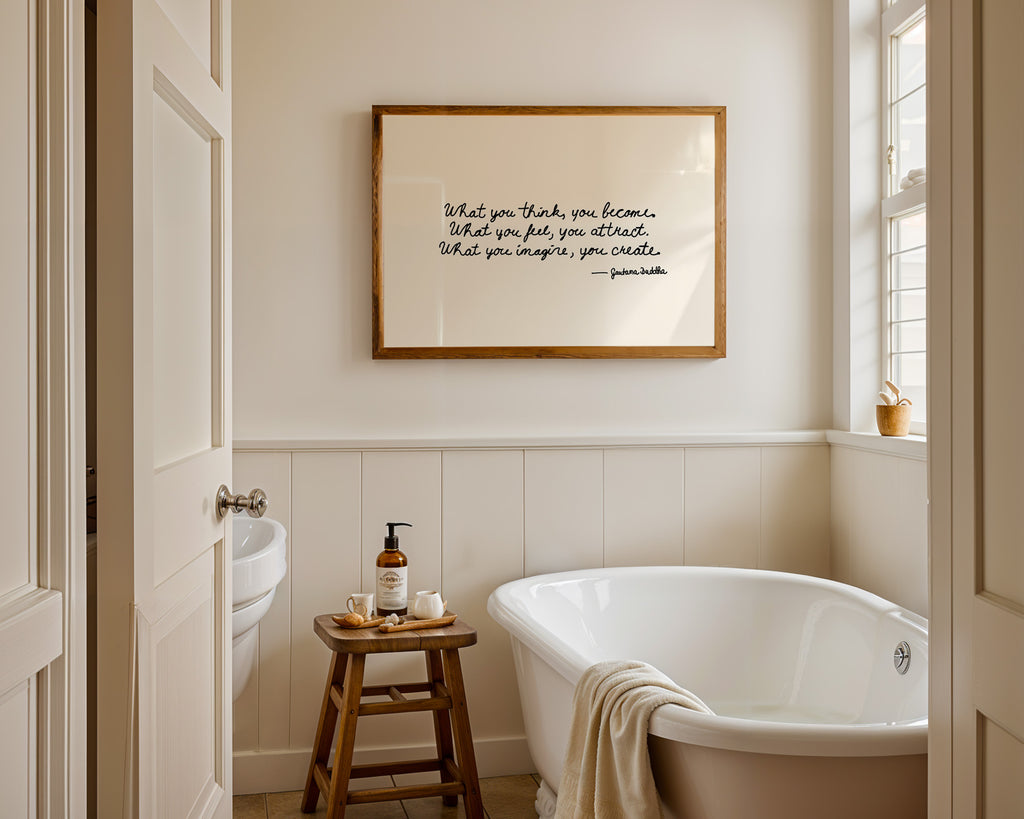 Minimalistisches Quote Poster mit Buddha Zitat im skandinavischen Stil für modernes Wohnzimmer