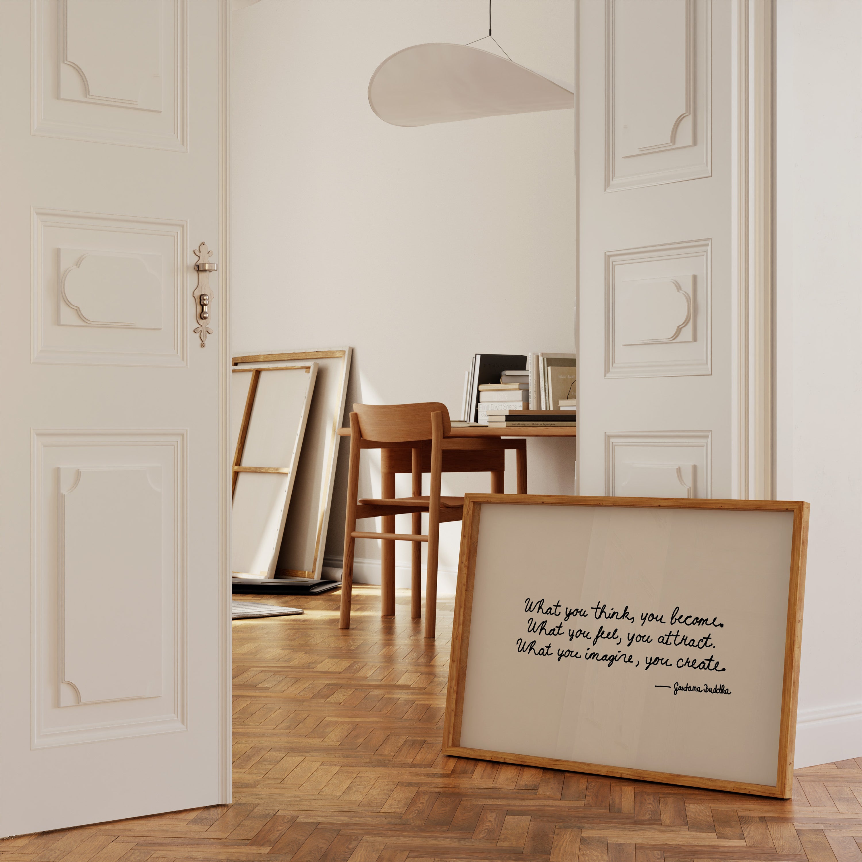 Inspirierendes Typography Poster mit schwarzer Handschrift auf hellem Hintergrund