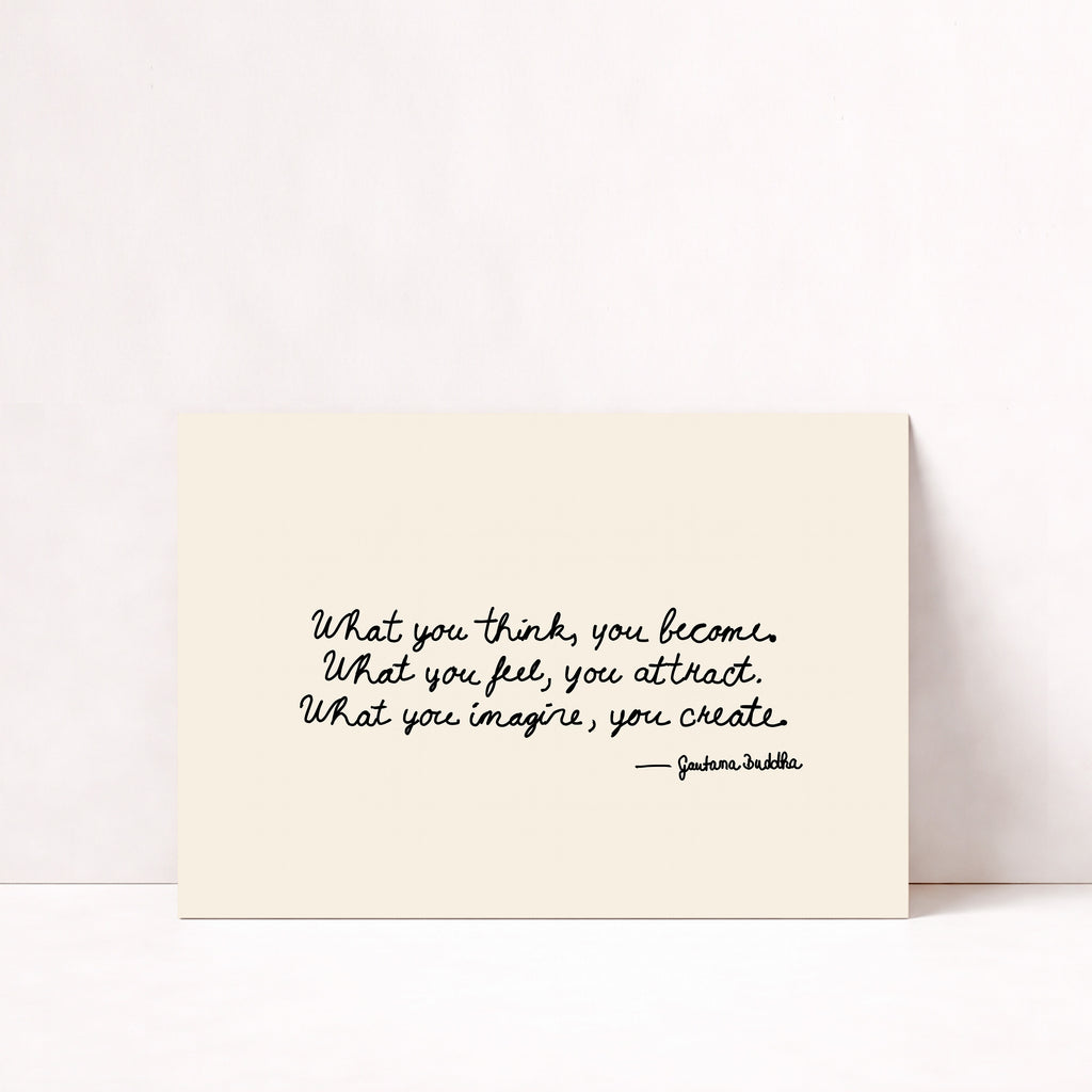 Minimalistisches Quote Poster mit Buddha Zitat im skandinavischen Stil für modernes Wohnzimmer