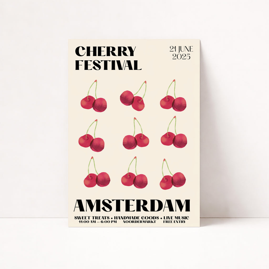 Stilvolles Kirsch Poster mit minimalistischer Typografie und modernem Festival Design