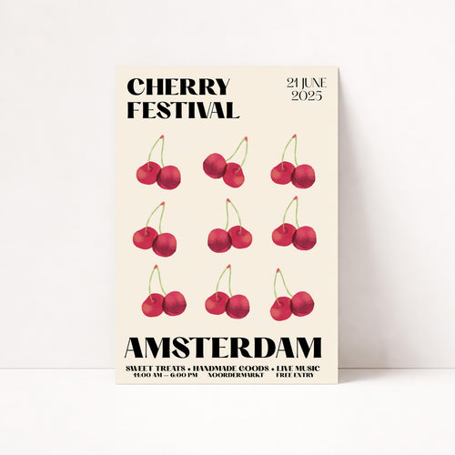 Stilvolles Kirsch Poster mit minimalistischer Typografie und modernem Festival Design