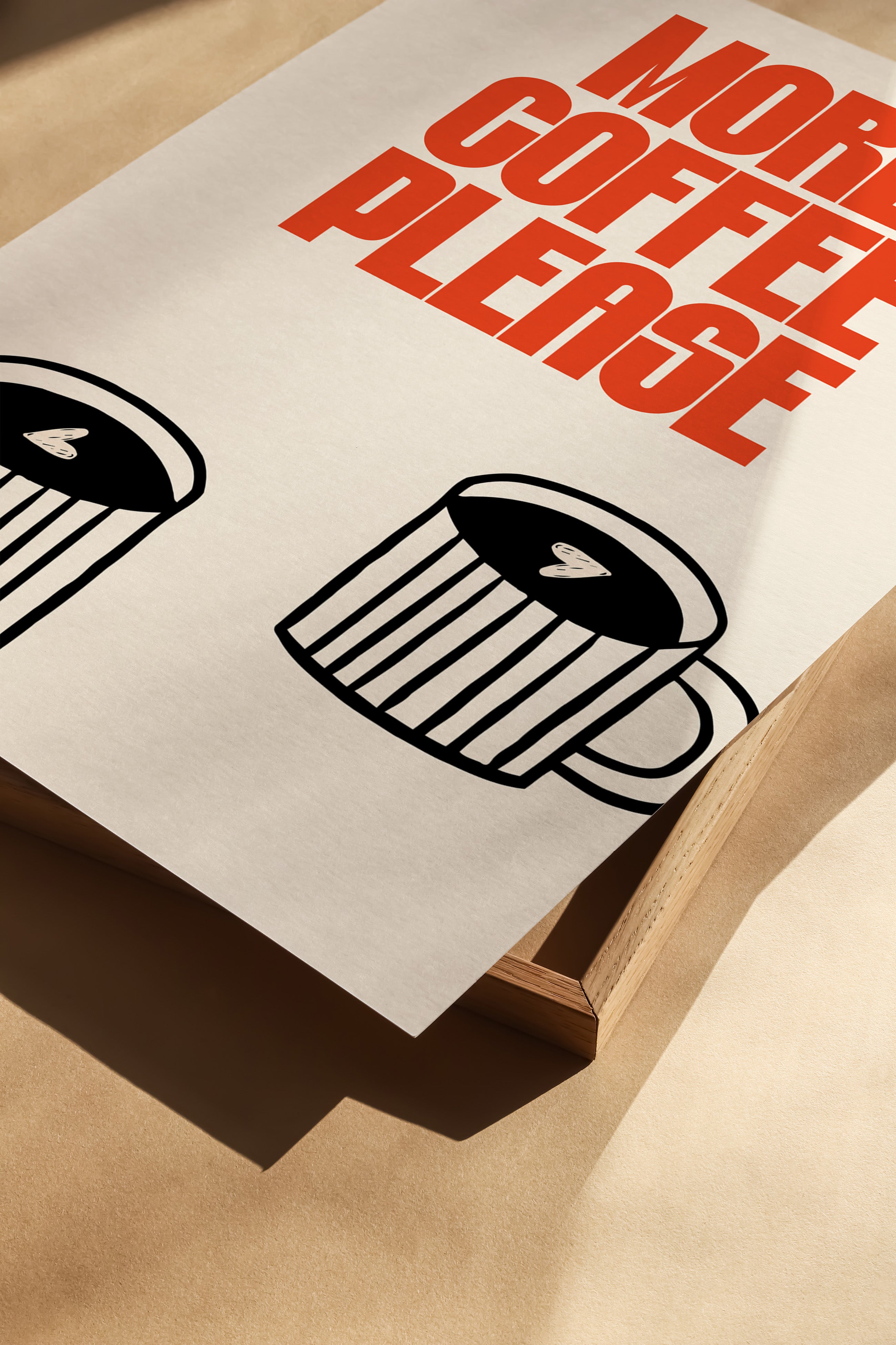 Retro Coffee Poster mit Schriftzug More Coffee Please – stilvolle Wanddeko für Kaffeeliebhaber