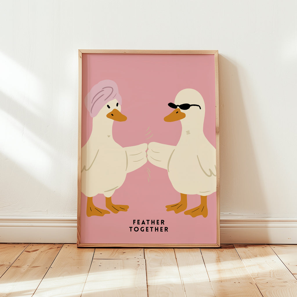 Aesthetic Duck Print mit humorvoller Darstellung zweier Enten