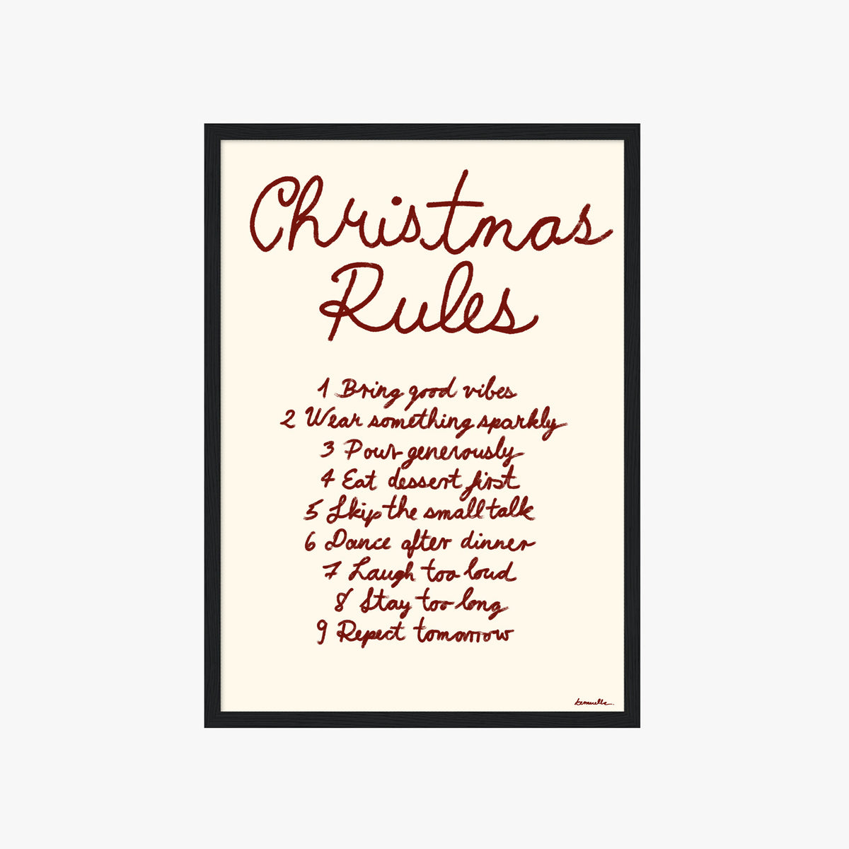 CHRISTMAS RULES POSTER – TYPOGRAFIE WANDBILD & MODERNE KUNST
